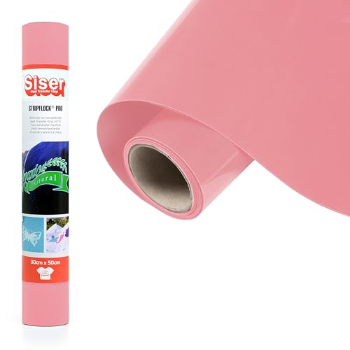Siser Stripflock PRO Light Pink, 30cm x 0,5mt, Thermotransfer-Medium mit samtiger Flockoberfläche für die individuelle Gestaltung von Stoffen, Kleidung und Accessoires, Bastelartikel, leicht zu schneiden von SISER