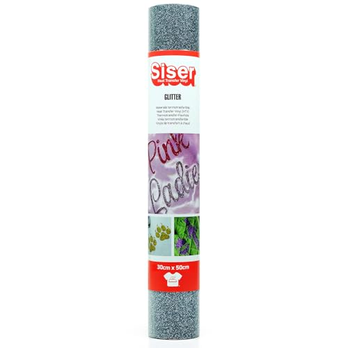SISER 1FGLITT-BS-3050 Thermotransfer-Vinyl, Glitter Black Silver, 50 x 30 cm von SISER