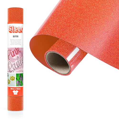 Siser Glitter Ember Orange, 30cm x 0,5mt, wärmeübertragbares Glitter-Vinyl für die individuelle Gestaltung von Stoffen, Kleidung und Accessoires, Bastelartikel, leicht zu schneiden von SISER