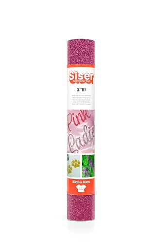 Siser Glitter Hot Pink, 30cm x 0,5mt, wärmeübertragbares Glitter-Vinyl für die individuelle Gestaltung von Stoffen, Kleidung und Accessoires, Bastelartikel, leicht zu schneiden von SISER