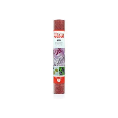 Siser Glitter Red, 30cm x 0,5m, Thermotransfer Vinyl Glitter für die individuelle Gestaltung von Stoffen, Kleidung und Accessoires, Bastelartikel, leicht zu schneiden von SISER