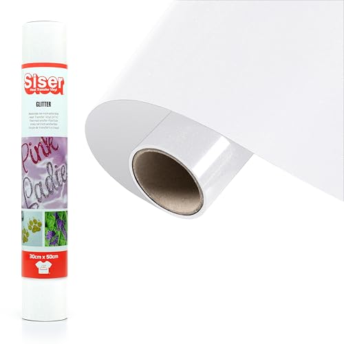 Siser Glitter Rainbow White, 30cm x 0,5mt, Thermotransfer Vinyl Glitter für die individuelle Gestaltung von Stoffen, Kleidung und Accessoires, Bastelartikel, leicht zu schneiden von SISER
