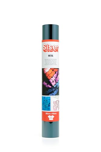 Siser Metall Silber Blau, 30cm x 0,5mt, thermotransferierbares Vinyl, Metall Effekt für die individuelle Gestaltung von Stoffen, Kleidung und Accessoires, Bastelartikel, leicht zu schneiden von SISER