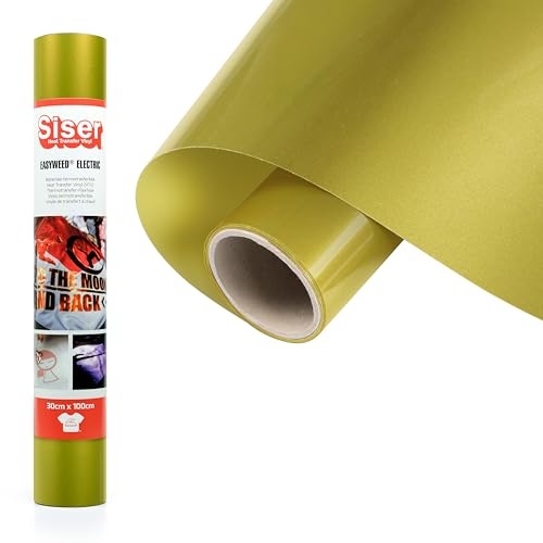 Siser Electric Gold, 30cm x 1m, thermotransferierbare, schillernde Vinylfolie für die individuelle Gestaltung von Stoffen, Kleidung und Accessoires, Bastelartikel, leicht zu schneiden von SISER