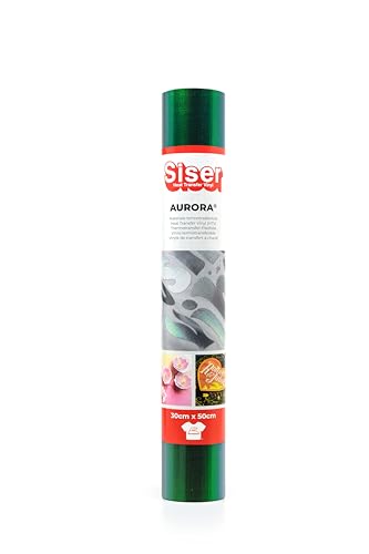 Siser Aurora - Thermovinyl Parakeet Schwarz 30x50 cm, für Textiltransfers mit dem Schneideplotter|Schillerndes Finish. Applikation mit Transferpresse oder Bügeleisen von SISER