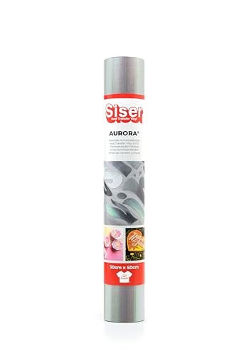 Siser Aurora - Thermovinyl Schillerndes Metallic Silber 30x50 cm, für Textiltransfers mit dem Schneideplotter|Schillerndes Finish. Applikation mit Transferpresse oder Bügeleisen Siser Aurora - Thermovinyl Schillerndes Metallic Silber 30x50 cm, für Textiltransfers mit dem Schneideplotter|Schillerndes Finish. Applikation mit Transferpresse oder Bügeleisen von SISER