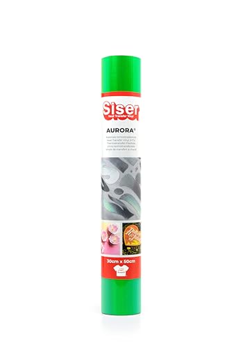 Siser Aurora - Thermovinyl Schillerndes Neon Grün 30x50 cm, für Textiltransfers mit dem Schneideplotter|Schillerndes Finish. Applikation mit Transferpresse oder Bügeleisen von SISER