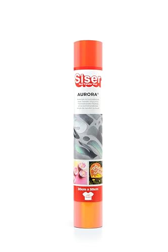 Siser Aurora - Thermovinyl Schillerndes Neon Orange 30x50 cm, für Textiltransfers mit dem Schneideplotter|Schillerndes Finish. Applikation mit Transferpresse oder Bügeleisen von SISER