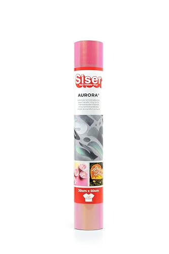 Siser Aurora - Thermovinyl Schillerndes Neon Pink 30x50 cm, für Textiltransfers mit dem Schneideplotter|Schillerndes Finish. Applikation mit Transferpresse oder Bügeleisen von SISER