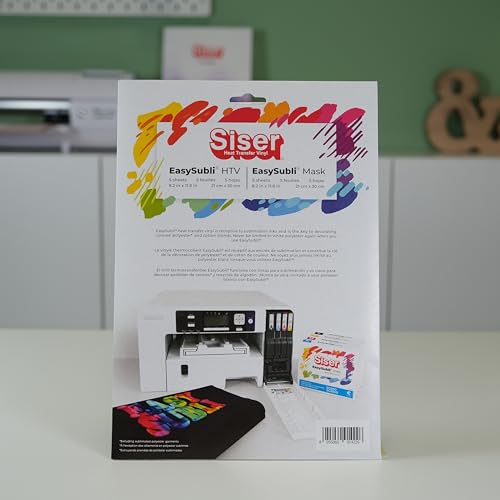 Siser Easy Subli Packung 5+5,thermo-transferierbare, mit Sublimationstinten bedruckbare Folie für helle und dunkle Textilien, 5 Blatt Easy Subli im A4-Format und 5 Blatt Application Tape im A4-Format von SISER