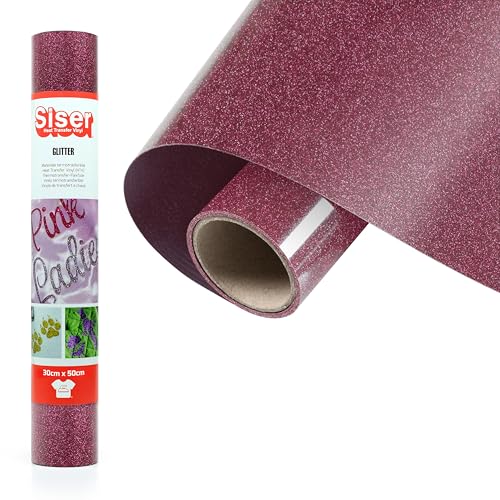 Siser Glitter Cherry, 30cm x 0,5mt, wärmeübertragbares Glitter-Vinyl für die individuelle Gestaltung von Stoffen, Kleidung und Accessoires, Bastelartikel, leicht zu schneiden von SISER