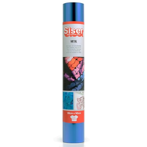 Siser Metall Blau Blau, 30cm x 0,5mt, thermotransferierbares Vinyl, Metall Effekt, für Stoff Personalisierung, Kleidung und Accessoires, Bastelartikel, leicht zu schneiden von SISER
