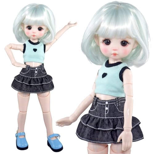 SISON BENNE 1/6 BJD Puppe 30cm Mädchen SD Puppen + Voll Set Mode Kleid Kleidung Outfits, Beste Kinder Geschenk Spielzeug (Cassandra(Hair A#)) von SISON BENNE