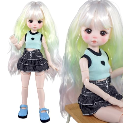SISON BENNE 1/6 BJD Puppe 30cm Mädchen SD Puppen + Voll Set Mode Kleid Kleidung Outfits, Beste Kinder Geschenk Spielzeug (Cassandra(Hair B#)) von SISON BENNE
