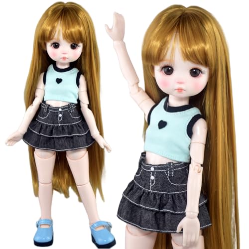 SISON BENNE 1/6 BJD Puppe 30cm Mädchen SD Puppen + Voll Set Mode Kleid Kleidung Outfits, Beste Kinder Geschenk Spielzeug (Cassandra(Hair C#)) von SISON BENNE