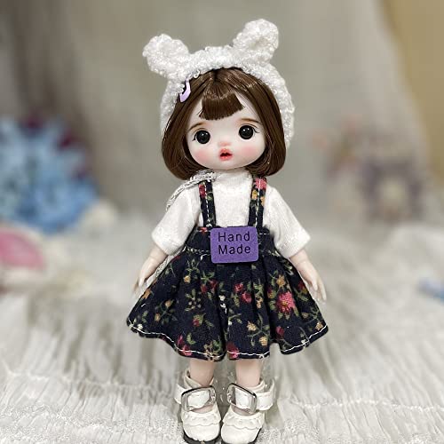 SISON BENNE 1/8 BJD Puppe 16cm 6,3 Zoll Gelenkkörper Mädchen Gesichts Make-up + Augen + Perücken + Kleidung, komplettes Set Outfits (20#) von SISON BENNE