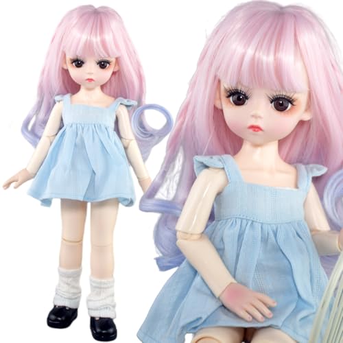 SISON BENNE 30cm BJD Puppe 1/6 bewegliche gemeinsame weibliche Mädchen Körper DIY-Spielzeug mit vollem Set Kleidung Outfits (Harper (Haar B#)) von SISON BENNE