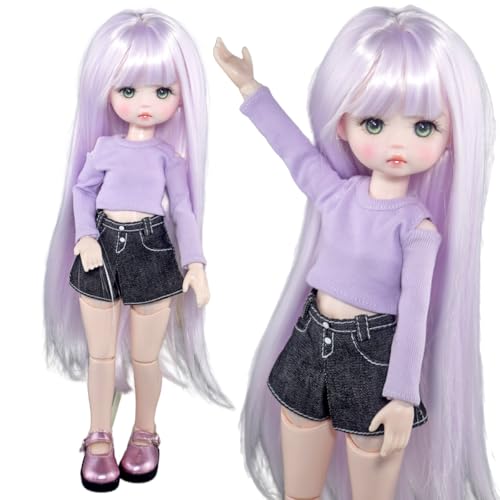 SISON BENNE Handgemalt 1/6 Kugel Gelenkte Puppe BJD Puppen niedliche Mini Mädchen, Voll Set Mode Kleidung DIY Kinder Spielzeug (Calliope(Hair A#)) von SISON BENNE