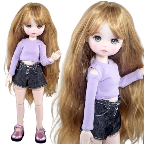 SISON BENNE Handgemalt 1/6 Kugel Gelenkte Puppe BJD Puppen niedliche Mini Mädchen, Voll Set Mode Kleidung DIY Kinder Spielzeug (Calliope(Hair B#)) von SISON BENNE