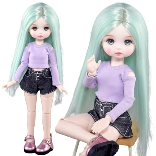 SISON BENNE Handgemalt 1/6 Kugel Gelenkte Puppe BJD Puppen niedliche Mini Mädchen, Voll Set Mode Kleidung DIY Kinder Spielzeug (Calliope(Hair C#)) von SISON BENNE