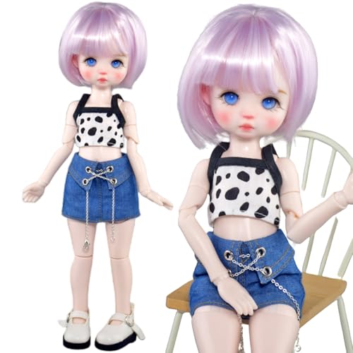 SISON BENNE Mode 30CM 1/6 BJD Puppe + Handgemaltes Gesicht Make-up + Wechselblaues Auge + Bunte Perücke + Schuhe + Kleidung Vollständiges Set (Paulina(Hair C#)) von SISON BENNE