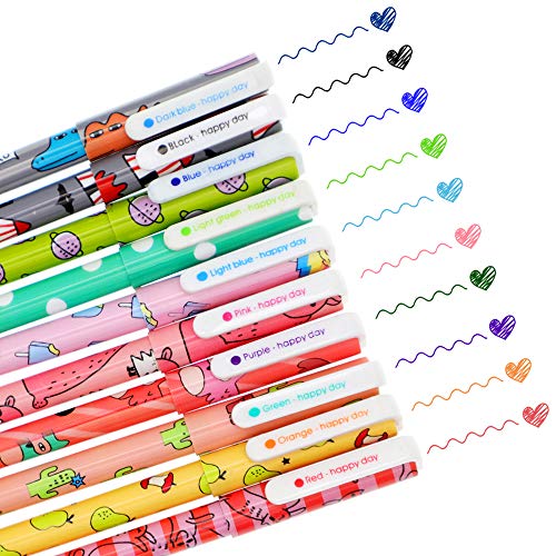 SITAKE 10 Stück Gel Stift Kawaii-Stifte lustige Stifte, 0,38 mm farbige Schreibgel-Kugelschreiber, koreanische japanische Schreibwaren-Sets, Schulbedarf für Teenager-Mädchen Frauen(Froest) von SITAKE