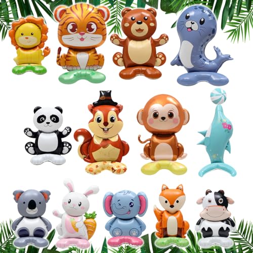Wald Tierballons, 13pcs Riesen Dschungel Safari Ballon Zoo Thema Folienballons, niedlicher Hase Bär Fuchs Elefant Affe Löwe Panda Stehparty Dekorationen für Junge Mädchen Geburtstag Babyparty Wald Tierballons, 13pcs Riesen Dschungel Safari Ballon Zoo Thema Folienballons, niedlicher Hase Bär Fuchs Elefant Affe Löwe Panda Stehparty Dekorationen für Junge Mädchen Geburtstag Babyparty von SITAKEGS