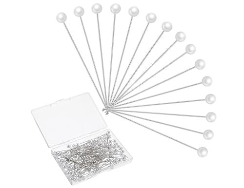 100 Stück Nähnadeln Weiß,Stecknadeln mit Kopf, Runde Faux Perle Kopf Nadeln,Lang Gerade Quiltnadeln for DIY Crafts Jewelry Making Sewing Wedding Flower Decorations von SITERITELTD