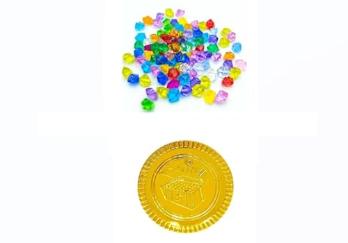160 Stk. Piratenschatz Goldmünzen kinder für Piratenschatz,Mitgebsel,Mitbringsel,Piraten Deko Kindergeburtstag,Schatzkiste Schatzsuche Kindergeburtstag (55 Goldtaler+105 Edelsteine) von SITERITELTD