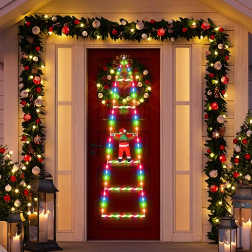 98 LED Weihnachtsmann Leiter Märchenlichter 0.8M LED Weihnachtslichterkette mit Speicher-Timer-Funktion, 8 Modi, Weihnachtsdekoration für drinnen und draußen, Fenster, Balkon, Garten (RGB) von SIVQIKE