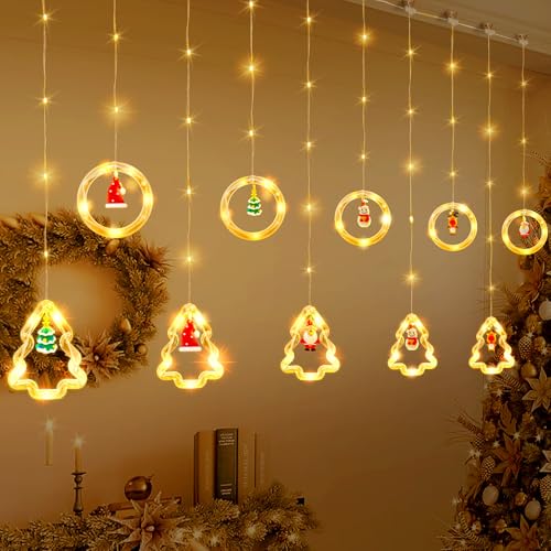 SIVQIKE Lichtervorhang Innen 3x0,65M LED Lichterkettenvorhang mit 8 Modi, USB Weihnachtsdeko für Fenster, Stimmungsvolle Beleuchtung für Feiertage und Innenräume Warmweiß von SIVQIKE
