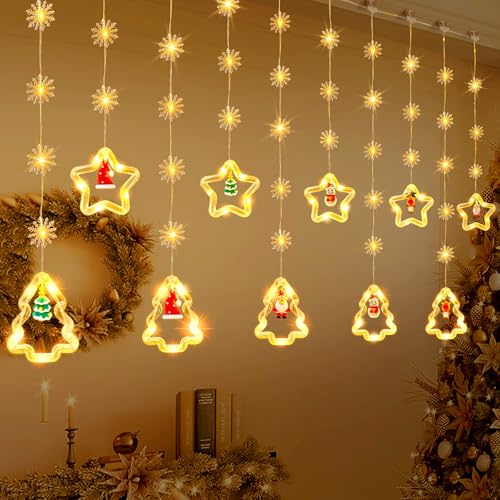 SIVQIKE Lichtervorhang Innen 3x0,65M LED Lichterkettenvorhang mit 8 Modi, USB Weihnachtsdeko für Fenster, Stimmungsvolle Beleuchtung für Feiertage und Innenräume Warmweiß SIVQIKE Lichtervorhang Innen 3x0,65M LED Lichterkettenvorhang mit 8 Modi, USB Weihnachtsdeko für Fenster, Stimmungsvolle Beleuchtung für Feiertage und Innenräume Warmweiß von SIVQIKE