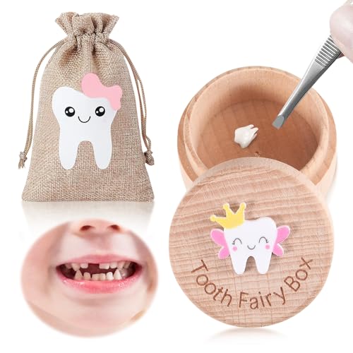 Kinderzahndosen, Milchzahndose Jungen, Zahndose Milchzahndose,Zahn Andenkenbox, Holz Milchzähne Box Holzkiste,Zahndose Milchzähne Mädchen von SIWOKJJO