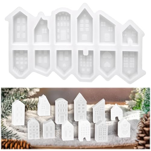 SIWOKJJO Silikonformen Gießformen, 12 Formen Mini Silikonform Häuser, Silikon Gießform Mini-Häuser Silikonform Weihnachten für Sojawachs Kerzen DIY Kerzen Seife Gips SIWOKJJO Silikonformen Gießformen, 12 Formen Mini Silikonform Häuser, Silikon Gießform Mini-Häuser Silikonform Weihnachten für Sojawachs Kerzen DIY Kerzen Seife Gips von SIWOKJJO