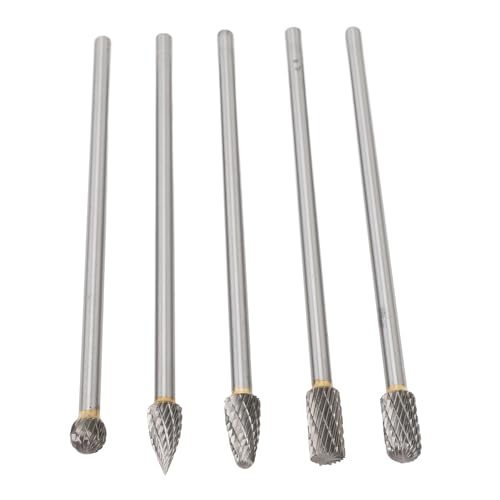 Carbid -Rotations -Burr -Set, 5pcs, 6 Mm Schaft mit Doppeltem Schnitt Wolfram -Carbid -Rotationsdatei -Set Fits -Werkzeug für Holzbearbeitungs -Bohrungen, Gravur, (6*10 mm) von SIXRUN