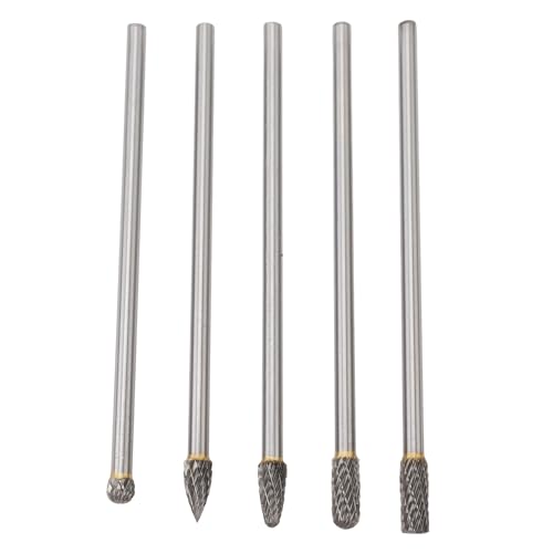 Carbid -Rotations -Burr -Set, 5pcs, 6 Mm Schaft mit Doppeltem Schnitt Wolfram -Carbid -Rotationsdatei -Set Fits -Werkzeug für Holzbearbeitungs -Bohrungen, Gravur, (6*8mm) von SIXRUN