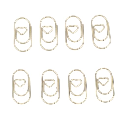 SIXRUN 200 Stück Herzform Paper Clips Eisen Papierklammern Dekorative Büroklammern mit Klarsichtbox für Büro, Schule (Goldene) von SIXRUN