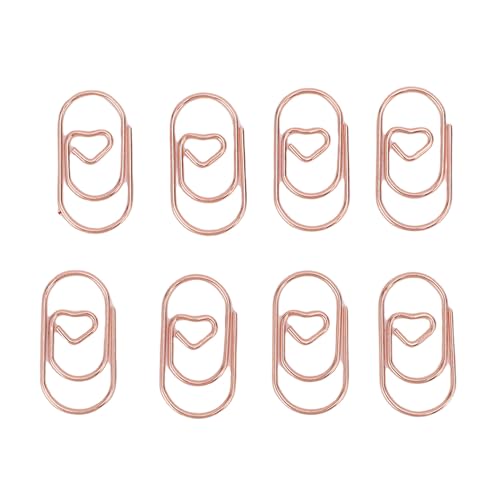 SIXRUN 200 Stück Herzform Paper Clips Eisen Papierklammern Dekorative Büroklammern mit Klarsichtbox für Büro, Schule (Roségold) von SIXRUN