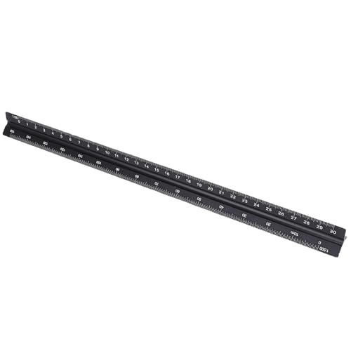 SIXRUN 30cm Aluminium-Ingenieurskala, 1:100-1:500 Präzise Architekturskala Ruler Set für Architekten, Ingenieure und Studenten, Schwarz von SIXRUN