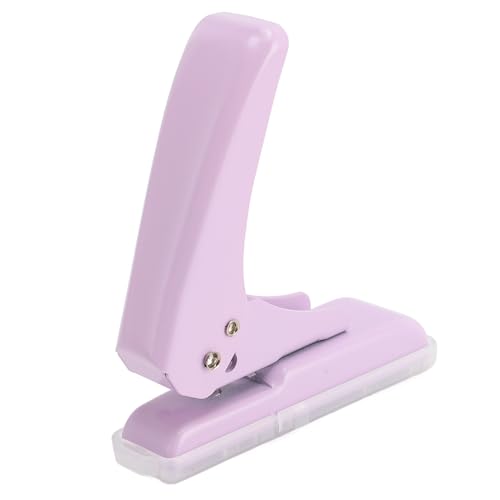 SIXRUN 5.5mm Ein Lochpfeifer, Papier Stanzer Handlochwerkzeug, Tragbarer Eckenstanzer mit Chip-Auffangbox für Handwerk, Schule, Büro (PURPLE) von SIXRUN