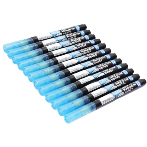 SIXRUN Metallic Marker Pen 12 PCs Blau Smooth Tinte Premium Schimmer Marker für Modell Malerei Handwerksliebhaber von SIXRUN
