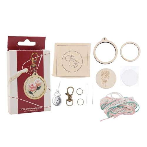 SIXRUN Mini Holzstickrahmen Schlüsselanhänger mit kleinen Ringen, handgemachter Schmuck, Stickmaterialien für Ohrringe Anhänger SIXRUN Mini Holzstickrahmen Schlüsselanhänger mit kleinen Ringen, handgemachter Schmuck, Stickmaterialien für Ohrringe Anhänger von SIXRUN