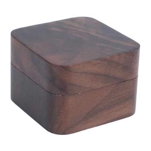 SIXRUN Quadratische Walnuss -Holzringhalterbox mit Weichem Innenraum, Magnetverschluss für Vorschläge, Gutes für Besondere Anlässe (Einzelring) von SIXRUN