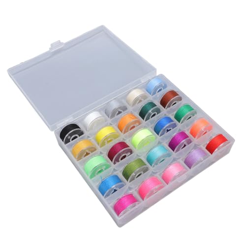 SIXRUN Vorwäsche Spulenfaden Set Verschiedene Farben für Nähmaschinenzubehör, Handy Storage Box für Anfänger mit Stickmaschine von SIXRUN