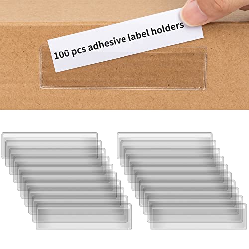 SIYOMG Selbstklebende Etikettenhalter, 100 Stück 11 x 3 cm klare Kunststoff-Karteikarte Etikettentaschen, Regal Tag-Halter mit Top Open für Supermarkt Bücherregal Briefkasten Schule Business Office SIYOMG Selbstklebende Etikettenhalter, 100 Stück 11 x 3 cm klare Kunststoff-Karteikarte Etikettentaschen, Regal Tag-Halter mit Top Open für Supermarkt Bücherregal Briefkasten Schule Business Office von SIYOMG