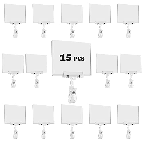 SIYOMG 15 Stück Etikettenhalter Clip, Etiketten Clips Label Halter, Drehbar Label Halter, Abnehmbare Clips Etiketten, Kunststoff Tafelschild mit Clip für Geschäft, Party, Büro, Ausstellung SIYOMG 15 Stück Etikettenhalter Clip, Etiketten Clips Label Halter, Drehbar Label Halter, Abnehmbare Clips Etiketten, Kunststoff Tafelschild mit Clip für Geschäft, Party, Büro, Ausstellung von SIYOMG