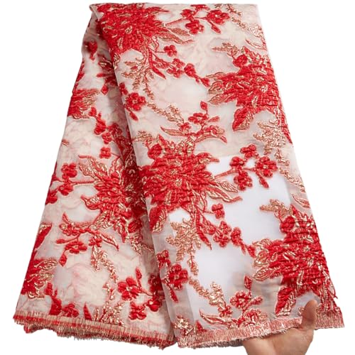 SJD LACE Afrikanischer Spitzenstoff, 4,5 m, nigerianische Blumenstickerei, Vergoldung, Netzstoff, Spitzenstoff für Hochzeit/Party/tägliches Nähen SJD LACE Afrikanischer Spitzenstoff, 4,5 m, nigerianische Blumenstickerei, Vergoldung, Netzstoff, Spitzenstoff für Hochzeit/Party/tägliches Nähen von SJD LACE