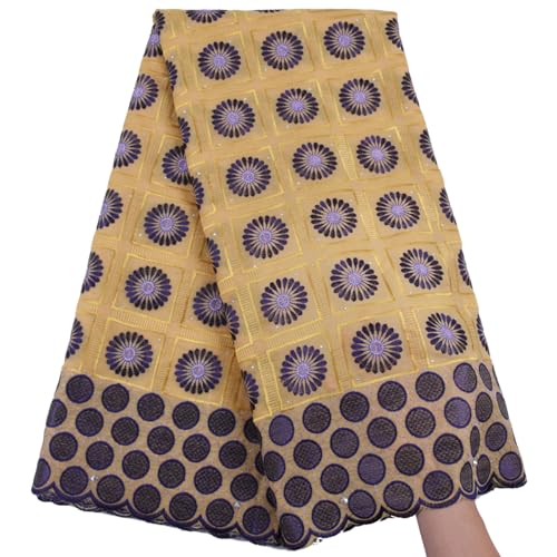SJD LACE Afrikanischer Spitzenstoff, 4,5 m, nigerianische Stickerei, Baumwolle, Spitzenstoff für Hochzeit, Party, Kleid, Nähen SJD LACE Afrikanischer Spitzenstoff, 4,5 m, nigerianische Stickerei, Baumwolle, Spitzenstoff für Hochzeit, Party, Kleid, Nähen von SJD LACE