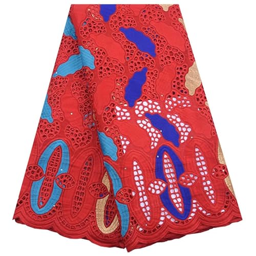 SJD LACE Afrikanischer Spitzenstoff, 4,5 m, nigerianische Stickerei, Baumwolle, Spitzenstoff für Hochzeit, Party, Kleid, Nähen SJD LACE Afrikanischer Spitzenstoff, 4,5 m, nigerianische Stickerei, Baumwolle, Spitzenstoff für Hochzeit, Party, Kleid, Nähen von SJD LACE