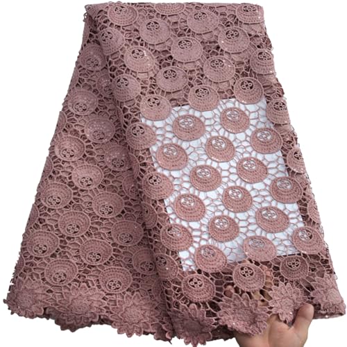 SJD LACE Afrikanischer Spitzenstoff, 4,5 m, nigerianisches wasserlösliches Textil-Guipure-Kordelgewebe für Partykleid, Nähen SJD LACE Afrikanischer Spitzenstoff, 4,5 m, nigerianisches wasserlösliches Textil-Guipure-Kordelgewebe für Partykleid, Nähen von SJD LACE